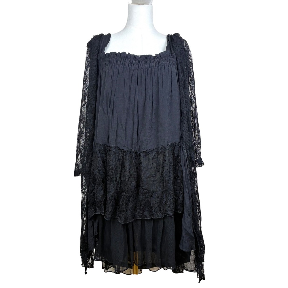 NWT Womens Dress L Gothic Ruffle Lace Boho Whimsigoth Fairy Grunge Victorian